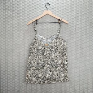 Promod Black and Cream Leopard Print Camisole - Scalloped Neckline - French -NWT